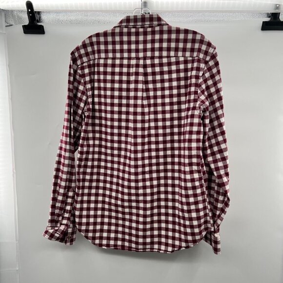 Old Navy Men's Maroon/White Check Button Up Shirt Slim Fit Size Medium - Picture 7 of 9